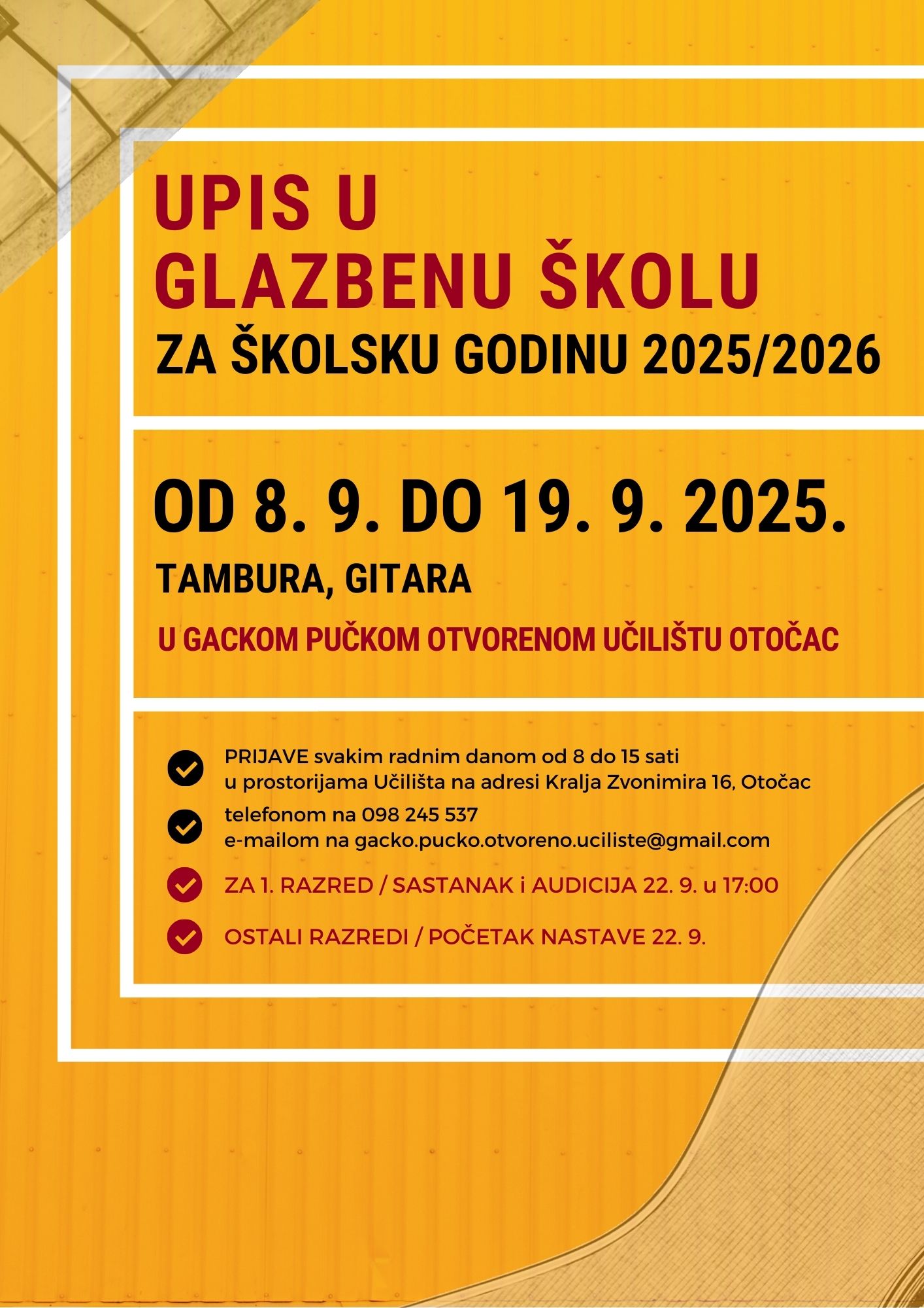 Upis u glazbenu školu