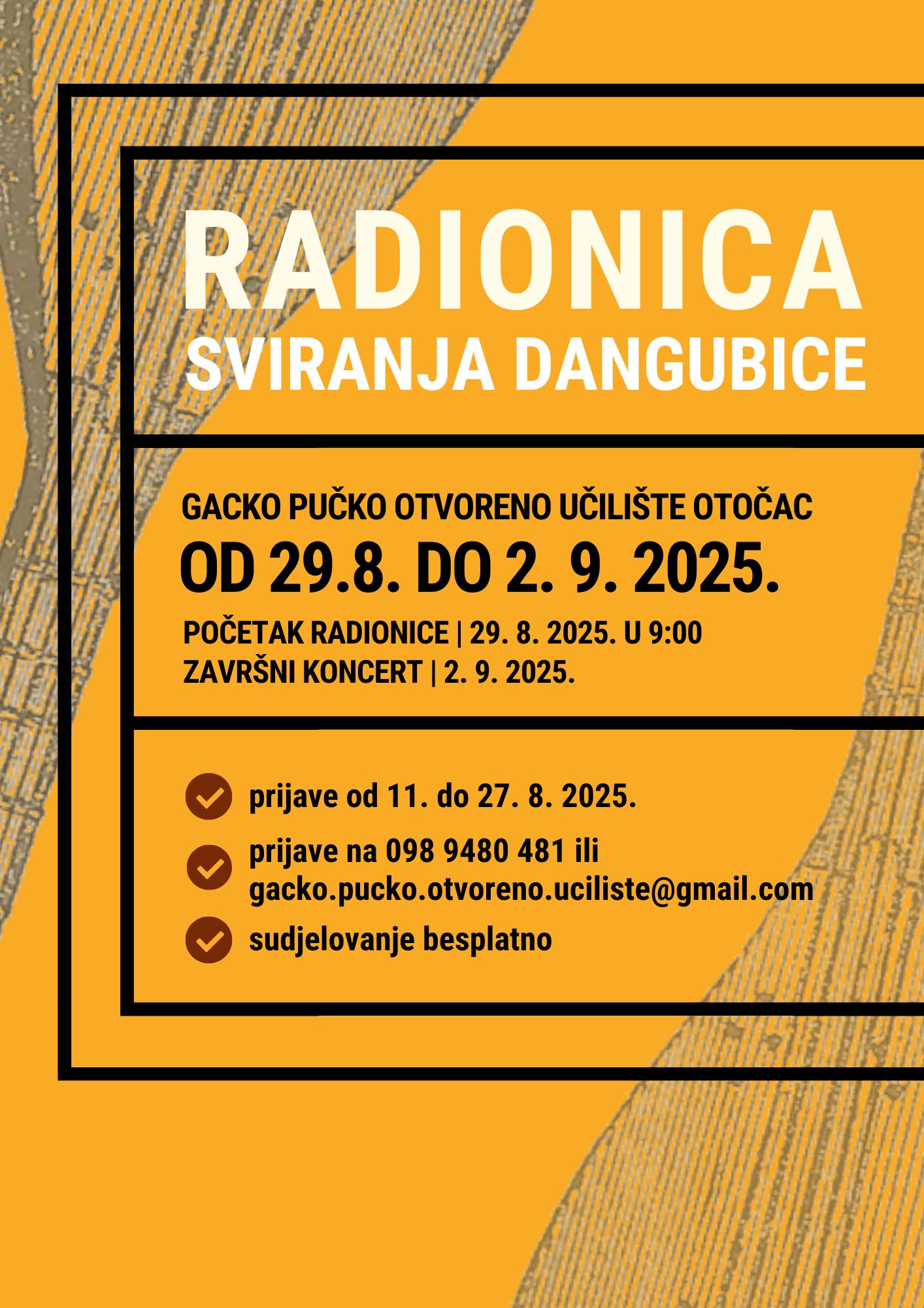 Radionica sviranja dangubice u Otočcu
