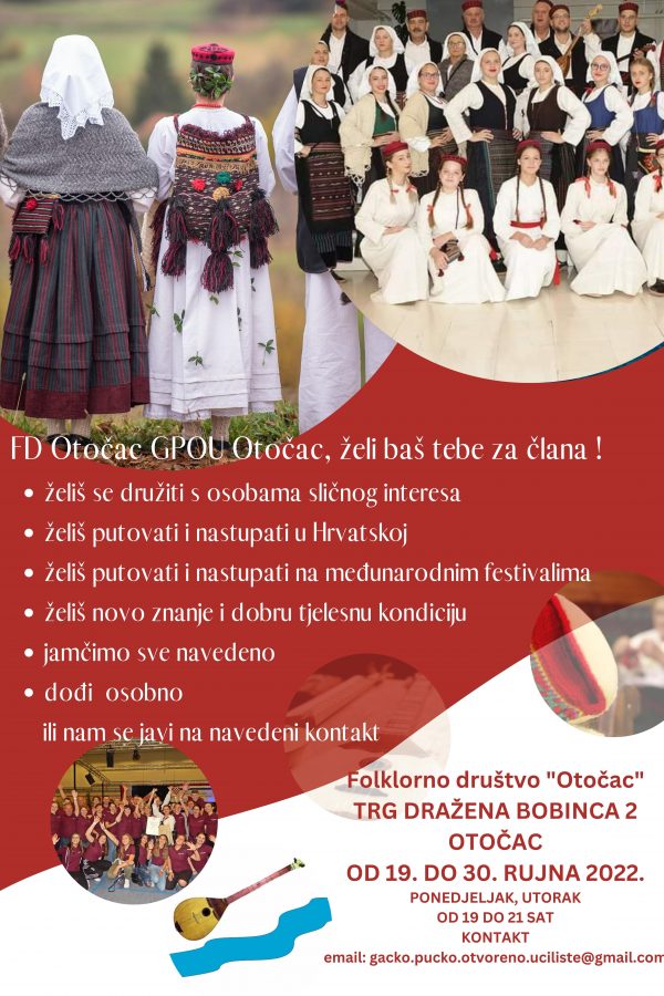 UPISI U FOLKLORNO DRUŠTVO OTOČAC